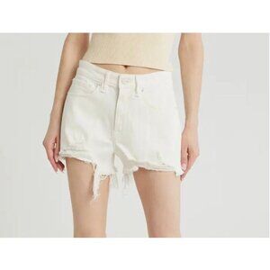 Good American Womens White High-Rise 90's Distressed Denim Cutoff Shorts Size 8/